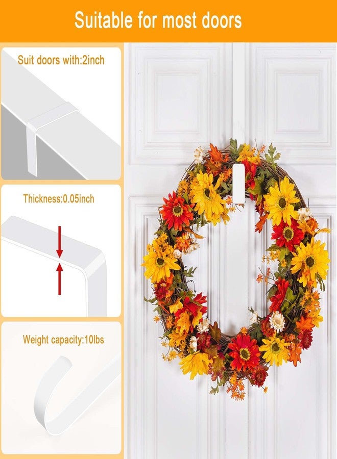 Dapute 15" Wreath Hangers for Front Door, 1 Pack Over The Door Wreath Hanger Hooks for Hanging Spring Easter Fall Decoration, Door Hangers Suitable for Various Doors (White) - Image 2