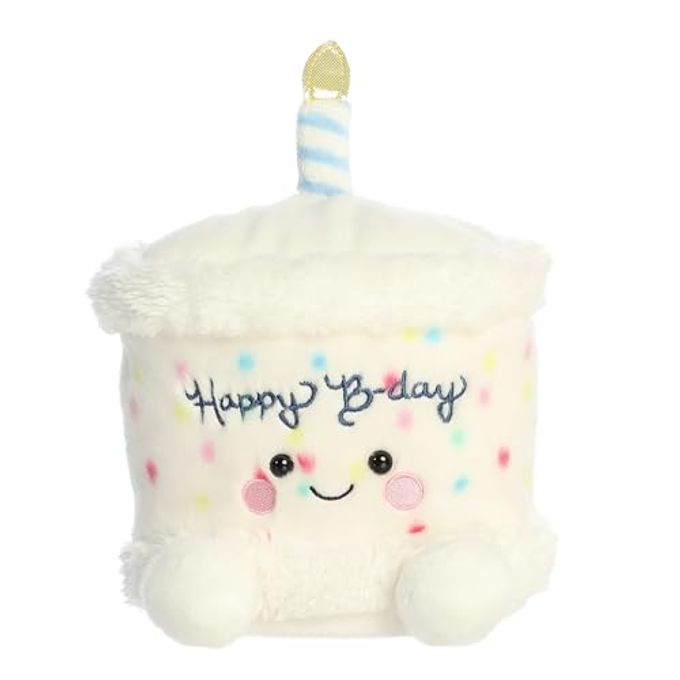 AURORA Adorable Palm Pals Party Sized Happy B'Day Cake Stuffed Animal Fun Collectible Plush for Kids and Adult Collectors Perfect for Decorating Rooms and Birthday Gifts White 8 Inches - Image 2