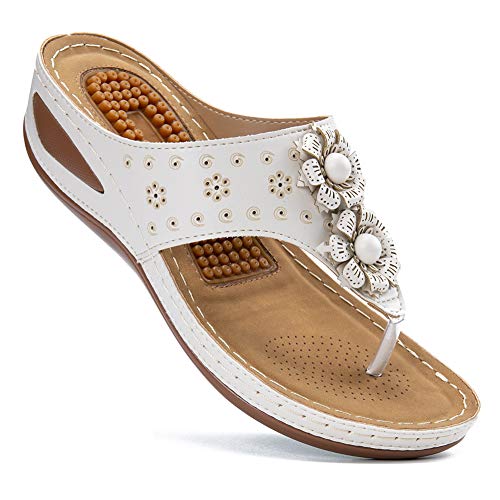 Ecetana Womens Sandals Platform Wedge: Comfortable Dressy Casual Summer Beach Shoes Slides Walking Flip Flops for Women - Image 1