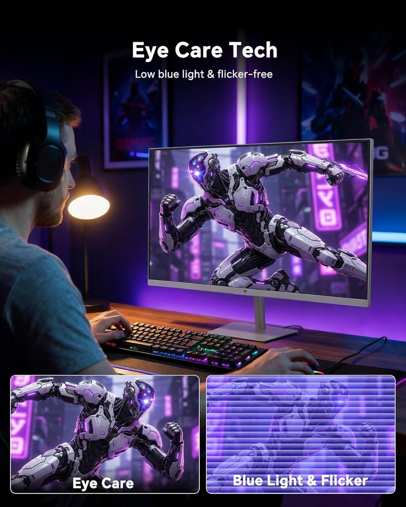 KTC 24 Inch 240Hz Gaming Monitor,1080P PC Computer Monitor with Fast IPS Panel, HDR 400, Adaptive Sync, 1ms(MPRT), 116% sRGB, HDMI Display Port, Eye Care, VESA Mount, White H24F7 - Image 4