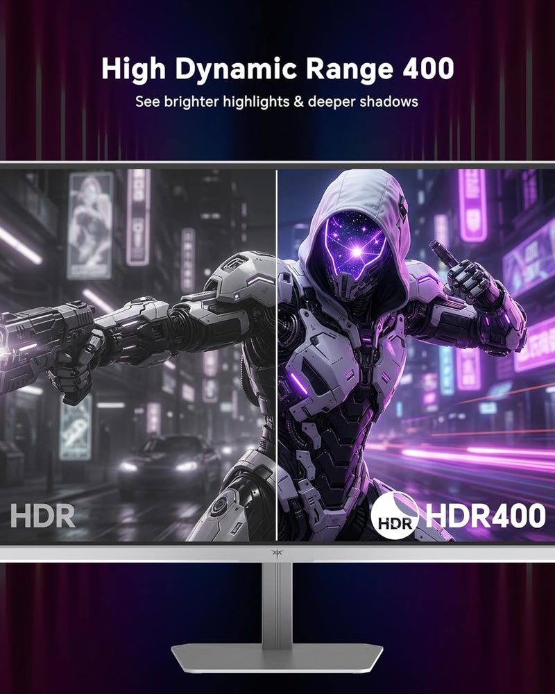 KTC 24 Inch 240Hz Gaming Monitor,1080P PC Computer Monitor with Fast IPS Panel, HDR 400, Adaptive Sync, 1ms(MPRT), 116% sRGB, HDMI Display Port, Eye Care, VESA Mount, White H24F7 - Image 2