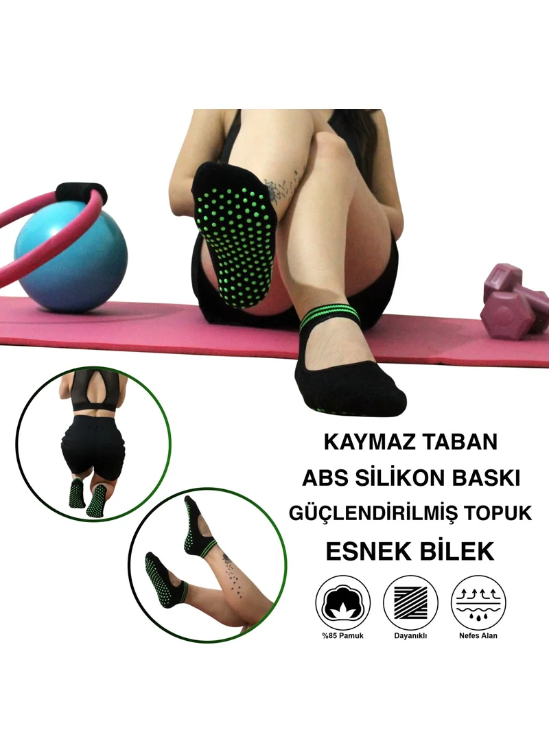 كيه بي اس 5 Pairs Cotton Colorful Anti-Slip Sole Silicone Printed Yoga Fitness Pilates And Activity Women's Socks