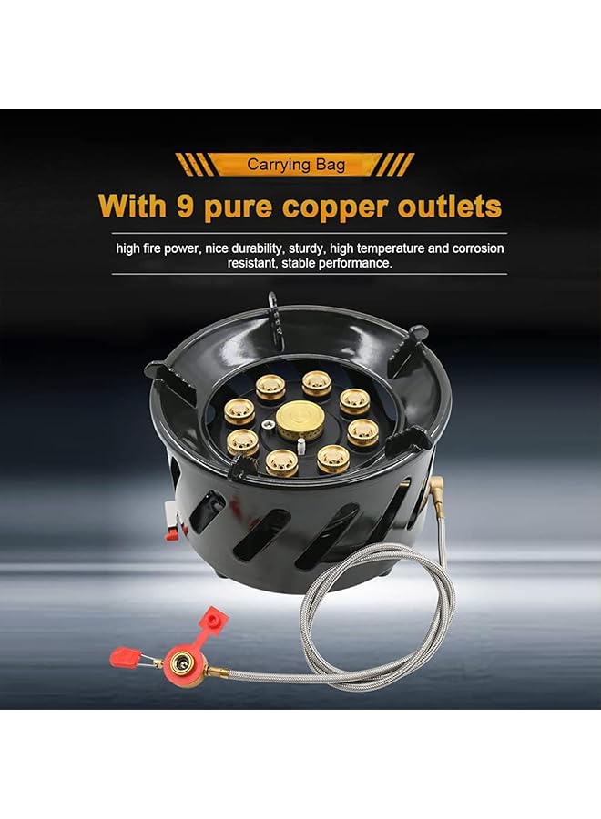 Generic 9 Core Camping Stove 19800W High Power Gases Burner Stove Backpacking Stove Windproof With Adjustable Gases Valve For Outdoor Cooking Camping Picnic Hiking  - Image 3