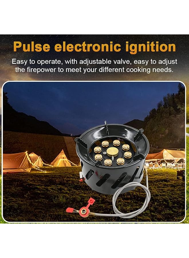Generic 9 Core Camping Stove 19800W High Power Gases Burner Stove Backpacking Stove Windproof With Adjustable Gases Valve For Outdoor Cooking Camping Picnic Hiking  - Image 2