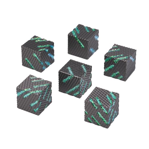 HNCCESG Dragon Scale Metal D6 Dice SetZinc Alloy 6 Sided Dice for RPG Tabletop GamesGift Box Included Glitter Green Shimmer - Image 1