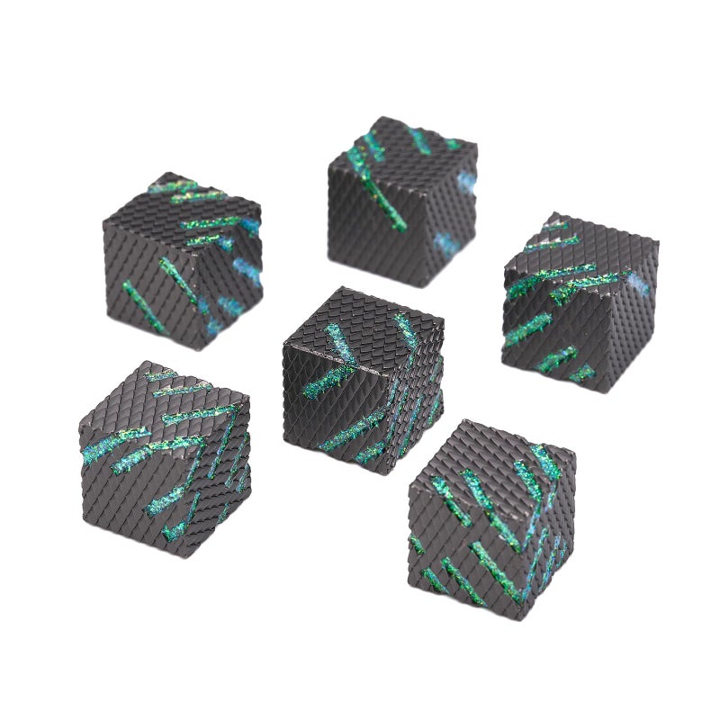 HNCCESG Dragon Scale Metal D6 Dice SetZinc Alloy 6 Sided Dice for RPG Tabletop GamesGift Box Included Glitter Green Shimmer - Image 3