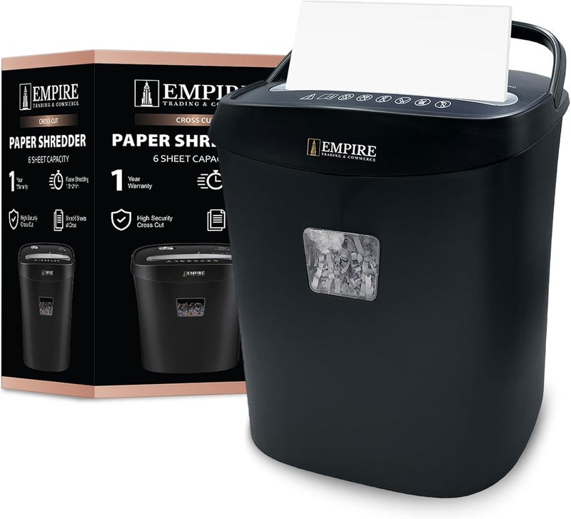Paper Shredder 6-Sheet Cross-Cut, 15 Litres Shredder for Home and Office Heavy Duty, Shred Paper Clips, Staples and Credit Cards (OS060C/Black) - Image 1