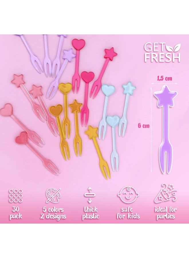 Get Fresh 30 Forks for Kids - Fruit Picks, Bento Box Picks, Reusable Mini Toothpick Sticks, Heart Dessert Forks for Children Party and Lunch Box - Image 2