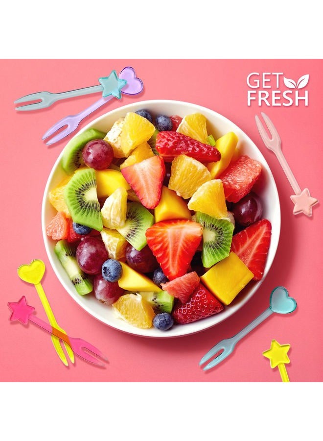 Get Fresh 30 Forks for Kids - Fruit Picks, Bento Box Picks, Reusable Mini Toothpick Sticks, Heart Dessert Forks for Children Party and Lunch Box - Image 4