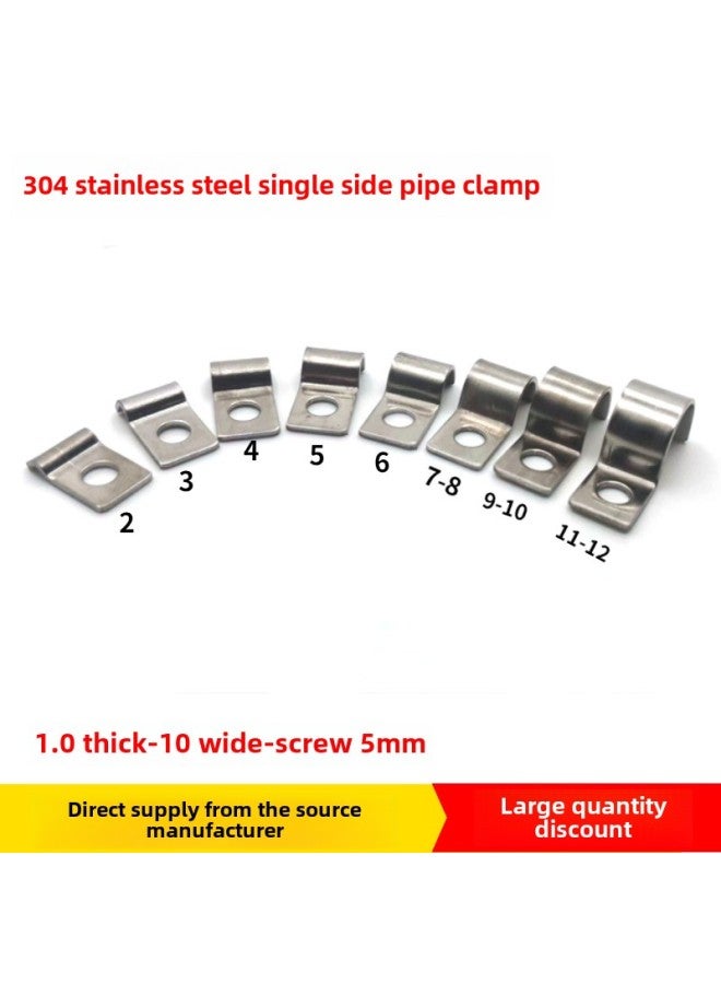 304 Stainless Steel Single-sided Pipe Clamp Wire Clip Cable Clamp Single-sided Horse Card Crimping Buckle Fixing Piece Wire Matching-Specifications And Models:1.0 Thickness 10 Width Pressing 3mm  - Image 2