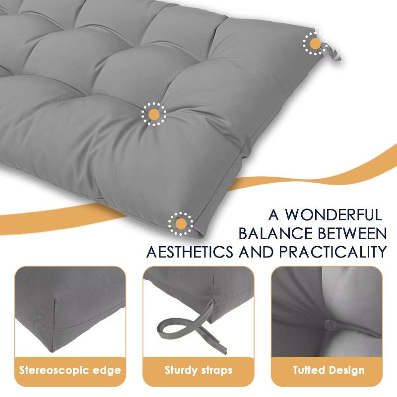 MTMR Water-Repellent Tufted Outdoor Bench Cushion-44X19 Inch Porch Swing Cushion with High Elasticity PP Cotton and Durable Ties, Thick Patio Bench Cushion for Outdoor Furniture, Indoor Window Cushion - Image 3