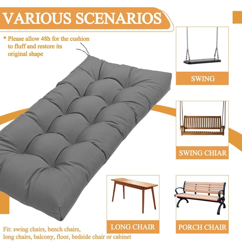 MTMR Water-Repellent Tufted Outdoor Bench Cushion-44X19 Inch Porch Swing Cushion with High Elasticity PP Cotton and Durable Ties, Thick Patio Bench Cushion for Outdoor Furniture, Indoor Window Cushion - Image 5