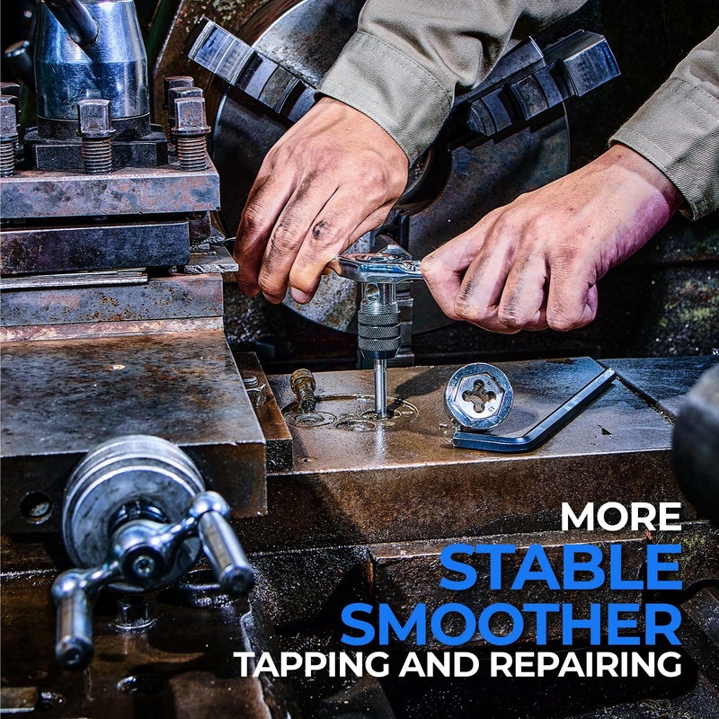 toolant 127pcs SAE/Metric Tap and Die Set, Ratcheting SAE Metric TAP and Die Set Standard with Drill Bit Combo for Threading - Image 5