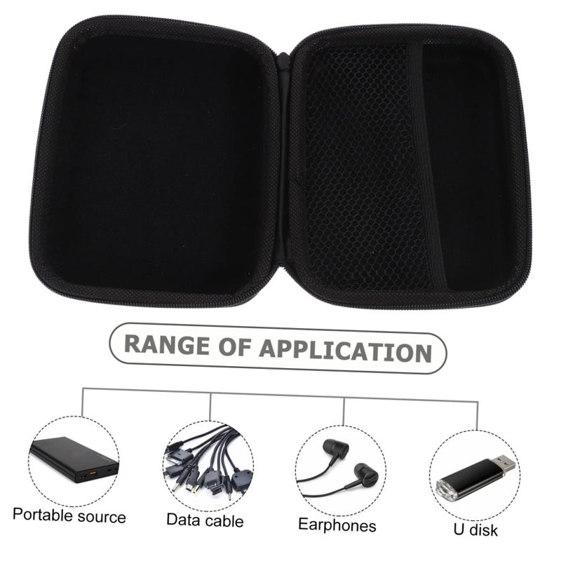 2pcs Black Electronics Organizer Storage Case 16x12cm for USB Cables Earphones Travel Accessories - Image 3
