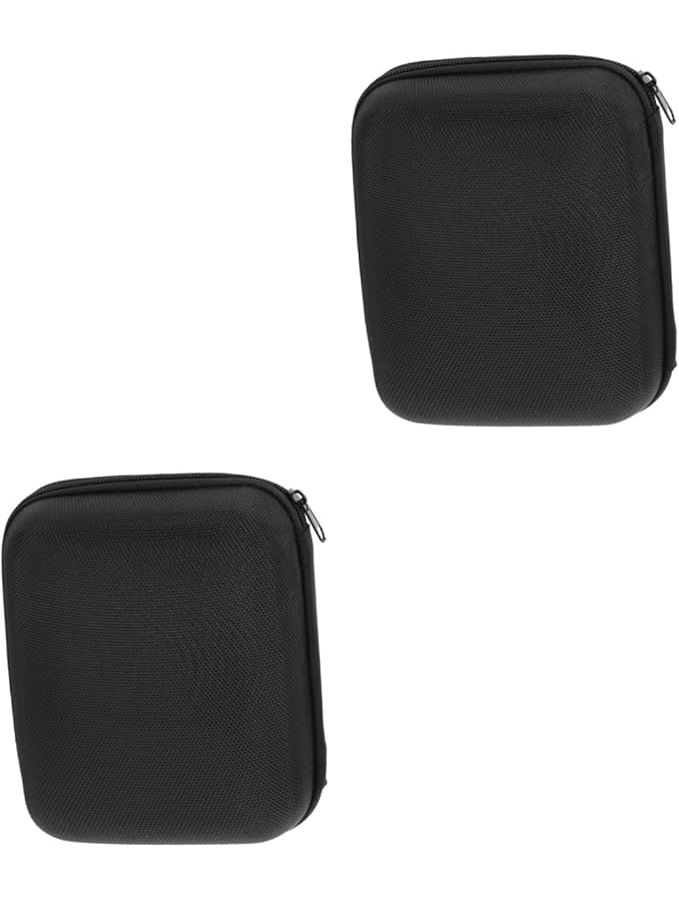 2pcs Black Electronics Organizer Storage Case 16x12cm for USB Cables Earphones Travel Accessories - Image 1
