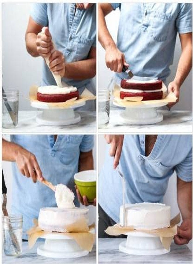 BAKERS 4U Combo Set of Plastic Revolving Turn Table Cake Stand with 3 Scrapper Combo Set of Plastic Revolving Turn Table Cake Stand with 3 Scrapper Kitchen Tool Set - Image 3