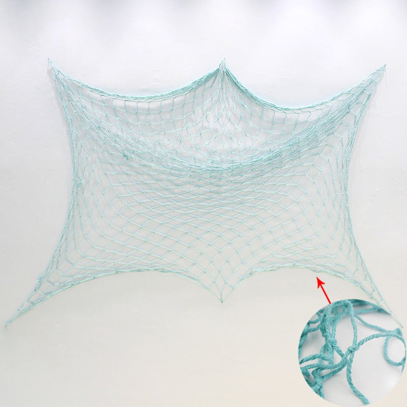 Mediterranean Style Hemp Rope Decoration Fishing Net Color Net Shell Grid Wall Decoration Creative Background - Image 3