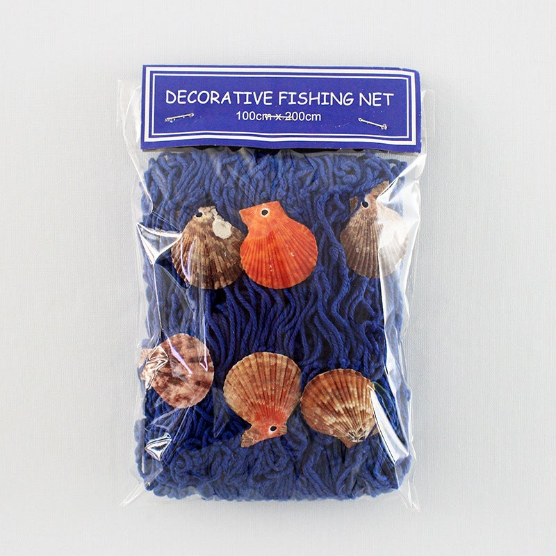 Mediterranean Style Hemp Rope Decoration Fishing Net Color Net Shell Grid Wall Decoration Creative Background - Image 1