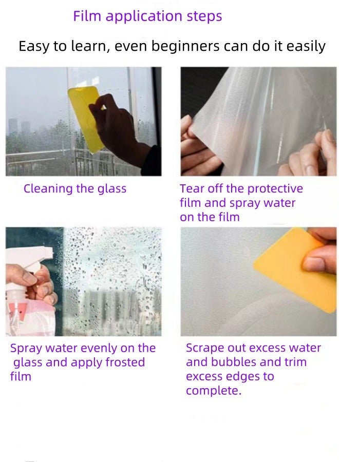 Privacy Window Film, Frosted Glass Film Matte Static Cling Non Adhesive, Opaque Heat Control No Glue Anti-UV Window Sticker for Bathroom Home Office Living Room (45x300cm) - Image 2