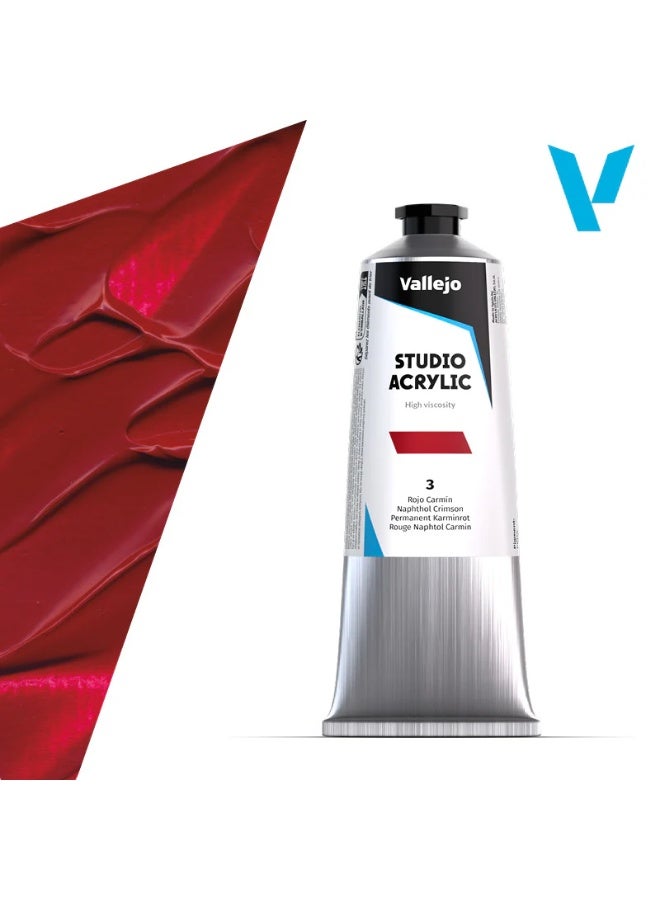 فاليجو Acrylic Studio Naphthol Crimson #3 - أنبوب فنان غني وعميق 125 مل للحصول على درجات ألوان نابضة بالحياة