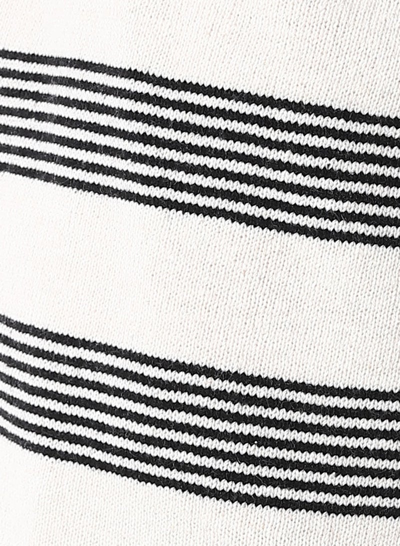 Andora Turn Down Collar Boys Pullover_Beige & Black - Image 5