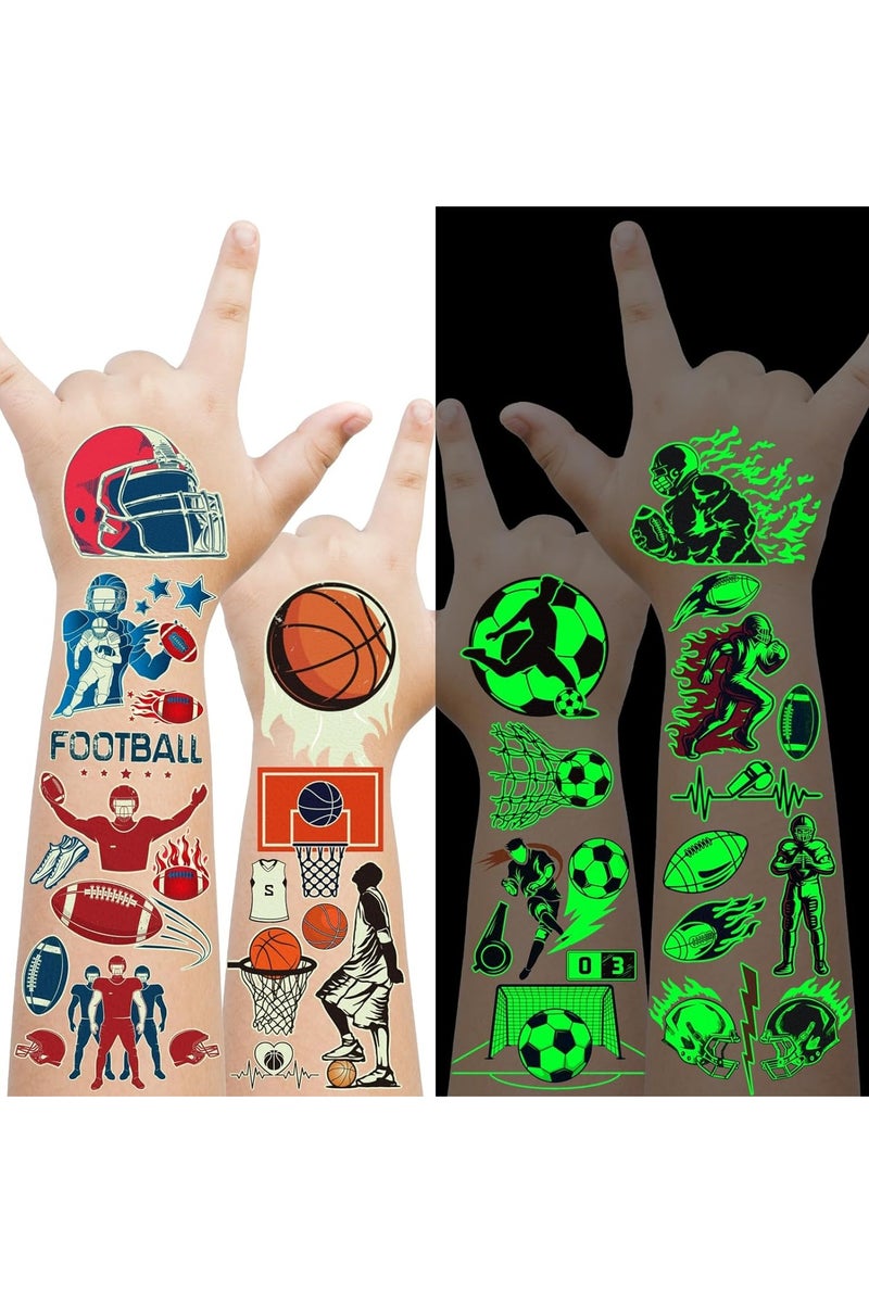 قوس قزح أورينبو 30 ورقة وشم رياضية متوهجة مؤقتة للأطفال، وشوم مضيئة مؤقتة للأطفال لهدايا الحفلات والديكورات ولوازمها، وشوم رياضية لأنشطة حفلات أعياد الميلاد - Image 1