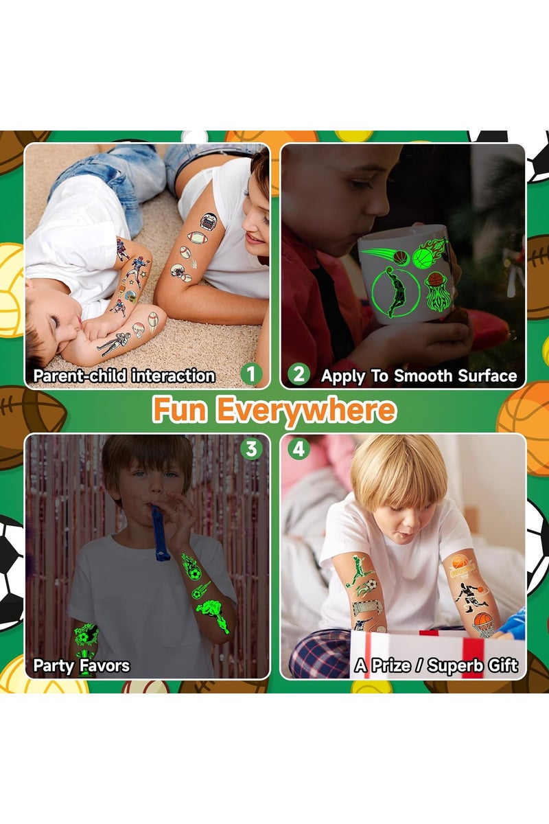 قوس قزح أورينبو 30 ورقة وشم رياضية متوهجة مؤقتة للأطفال، وشوم مضيئة مؤقتة للأطفال لهدايا الحفلات والديكورات ولوازمها، وشوم رياضية لأنشطة حفلات أعياد الميلاد - Image 5