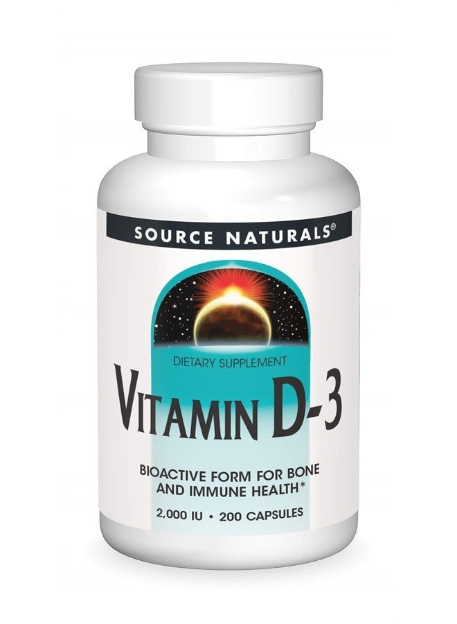 Source Naturals Vitamin D-3 2000 iu Supports Bone & Immune Health - 200 Capsules  - Image 1