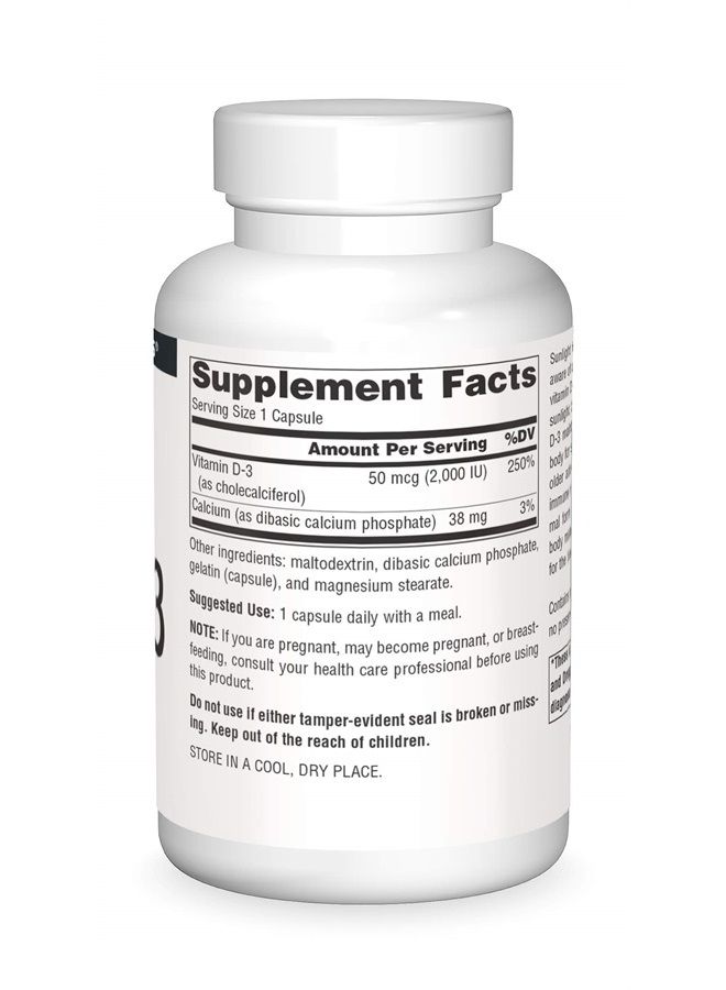 Source Naturals Vitamin D-3 2000 iu Supports Bone & Immune Health - 200 Capsules  - Image 3