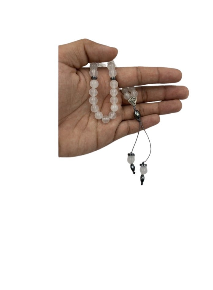 REBUY REBUY Natural Moonstone Tasbih Gemstone Islamic Prayer 33 Beads Tasbih 