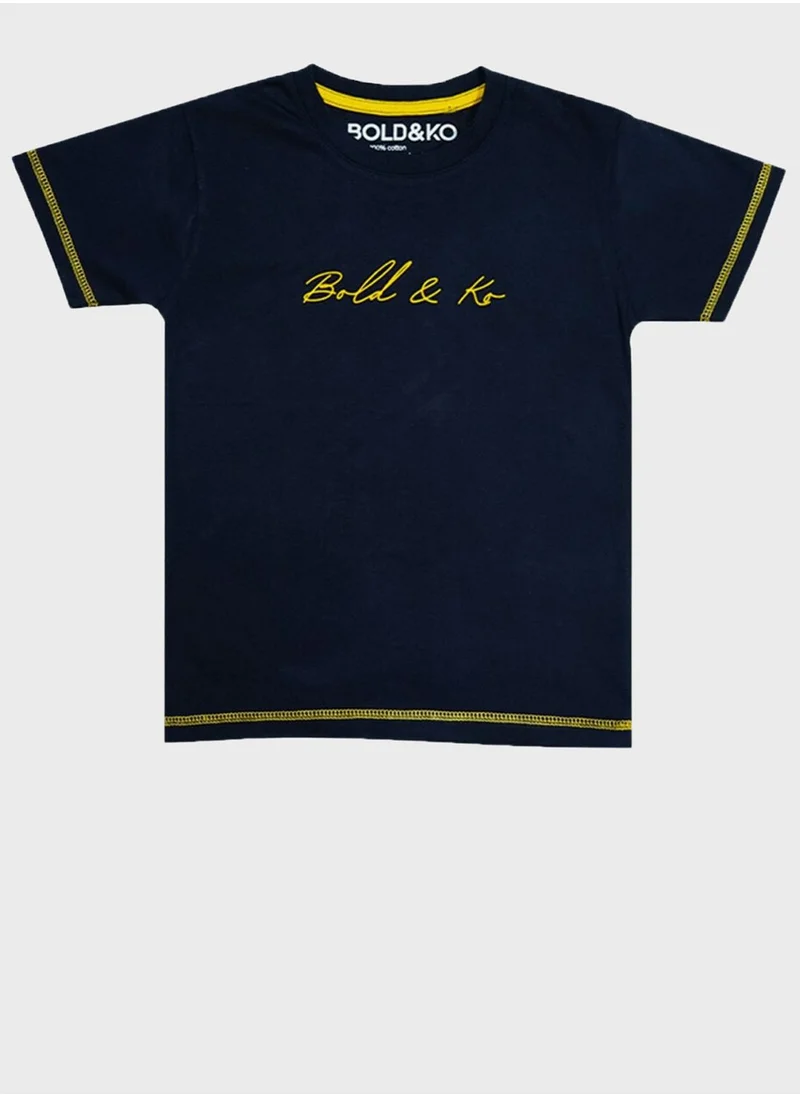 BOLD&KO Kids Logo Print T-Shirt