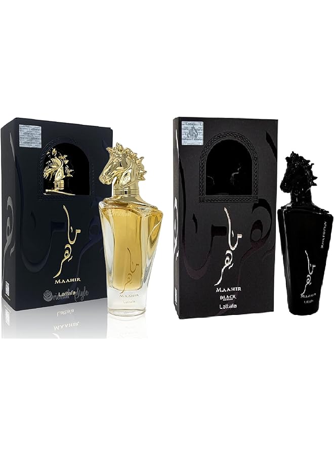 Lattafa Perfume Maahir Horee Gold Edition And Maahir Horee Black Edition Combo Pack Of 2 Eau De Parfume