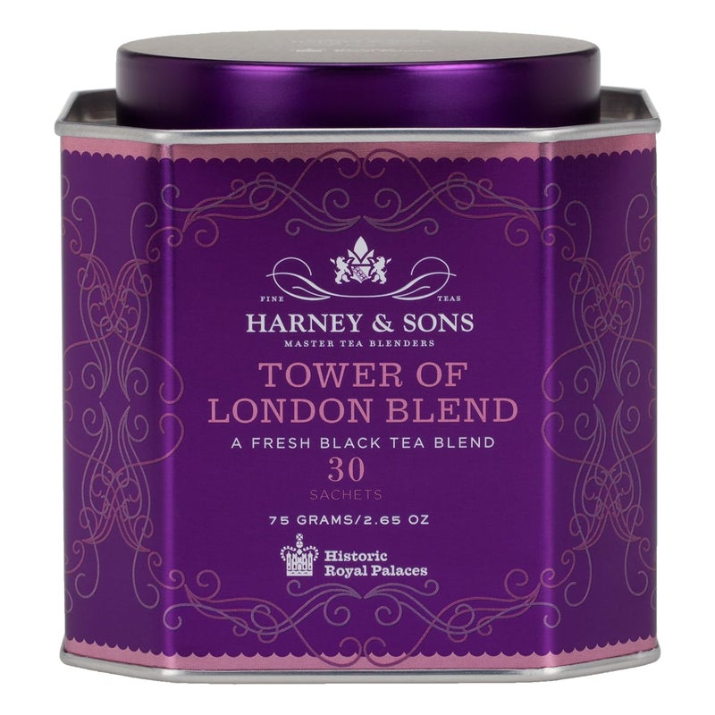 Harney & Sons Tower of London Black Tea with Vanilla, Black Currant, Caramel, and Honey | 30 sachets, Historic Royal Palaces Collection - Image 1
