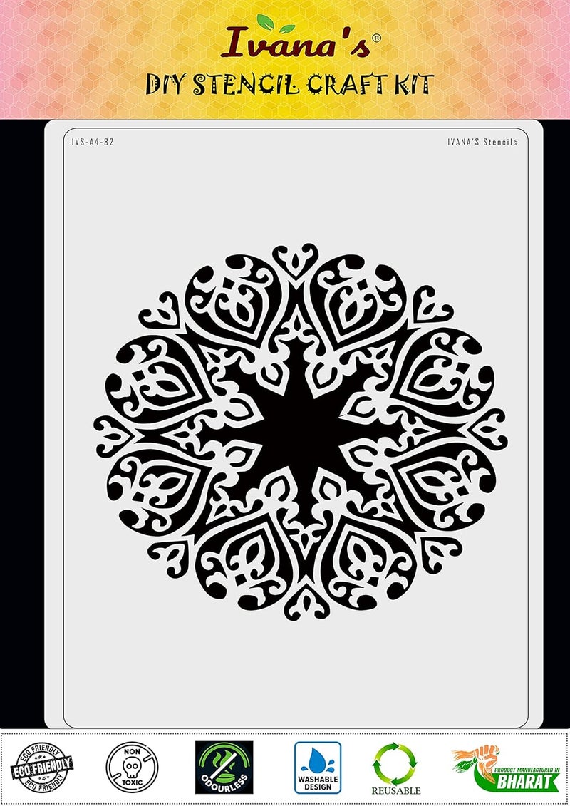 ivana's Ivana's Damask Stencil for Art & Craft, Reusable DIY Decorative Stencil for Painting on Canvas, Fabric, Cloth, Paper, Glass, Furniture and Wall, Size - A4, IVS-3082  - Image 2