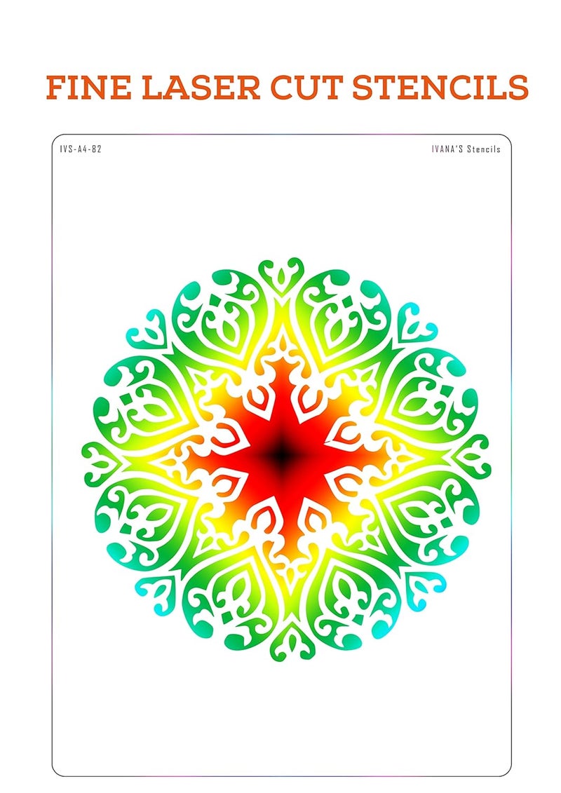 ivana's Ivana's Damask Stencil for Art & Craft, Reusable DIY Decorative Stencil for Painting on Canvas, Fabric, Cloth, Paper, Glass, Furniture and Wall, Size - A4, IVS-3082  - Image 3