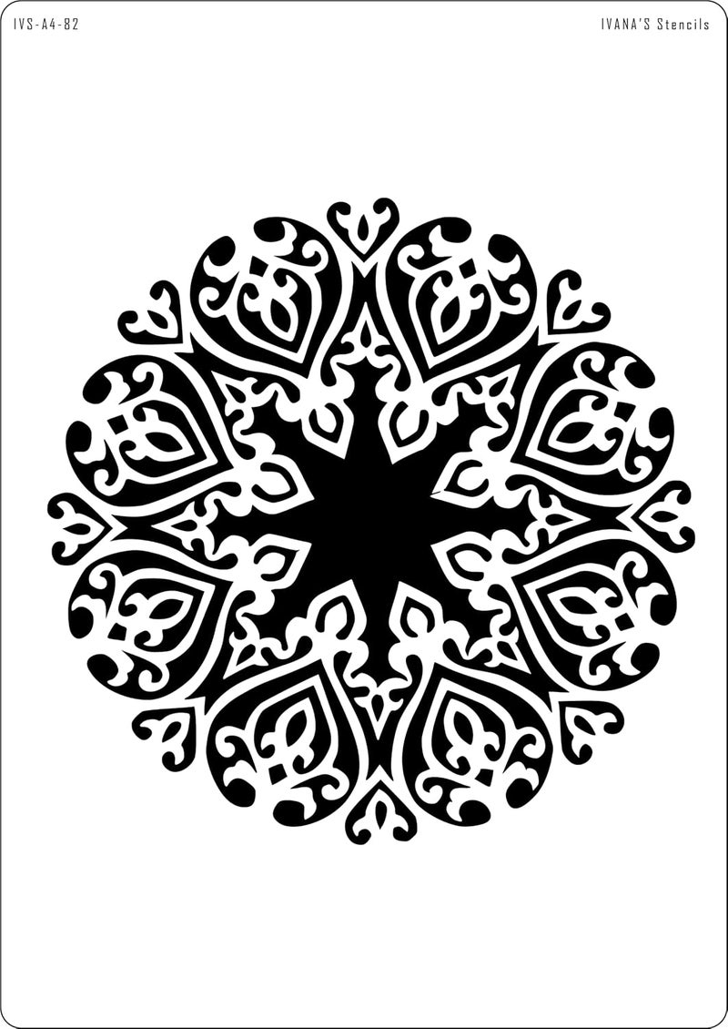 ivana's Ivana's Damask Stencil for Art & Craft, Reusable DIY Decorative Stencil for Painting on Canvas, Fabric, Cloth, Paper, Glass, Furniture and Wall, Size - A4, IVS-3082  - Image 1
