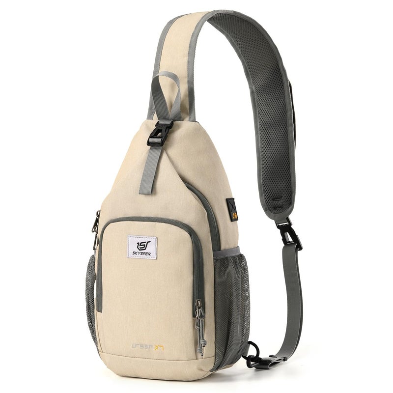 SKYSPER Sling Bag RFID Crossbody Sling Backpack Cross Body Shoulder Bag Travel Hiking Daypack for Women Men(Beige) - Image 2