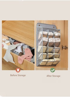 HOOPZOZA Wall Hanging Closet Organizer Storage with Mesh Pockets 15 Pockets for Underwear Underpants Socks  - Image 2