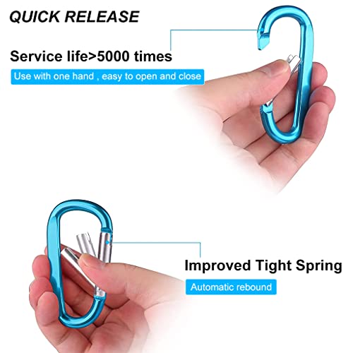 PROBEROS® 5pcs Carabiner,3.1" Aluminum D-Ring Keychain Chain Lock. Carabiner,Clip Hook Keychain Accessories Hiking Travel Kits forOutdoor Camping Hiking Fishing Home RV - Image 2