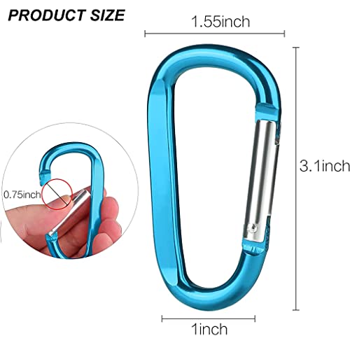 PROBEROS® 5pcs Carabiner,3.1" Aluminum D-Ring Keychain Chain Lock. Carabiner,Clip Hook Keychain Accessories Hiking Travel Kits forOutdoor Camping Hiking Fishing Home RV - Image 3