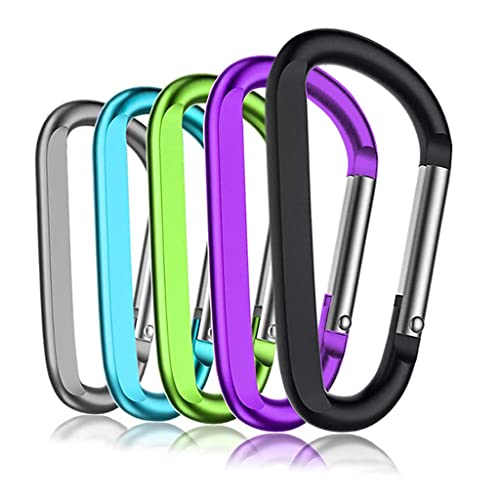 PROBEROS® 5pcs Carabiner,3.1" Aluminum D-Ring Keychain Chain Lock. Carabiner,Clip Hook Keychain Accessories Hiking Travel Kits forOutdoor Camping Hiking Fishing Home RV - Image 1