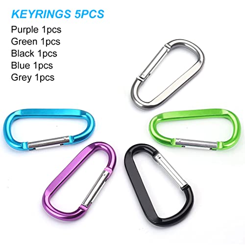 PROBEROS® 5pcs Carabiner,3.1" Aluminum D-Ring Keychain Chain Lock. Carabiner,Clip Hook Keychain Accessories Hiking Travel Kits forOutdoor Camping Hiking Fishing Home RV - Image 5