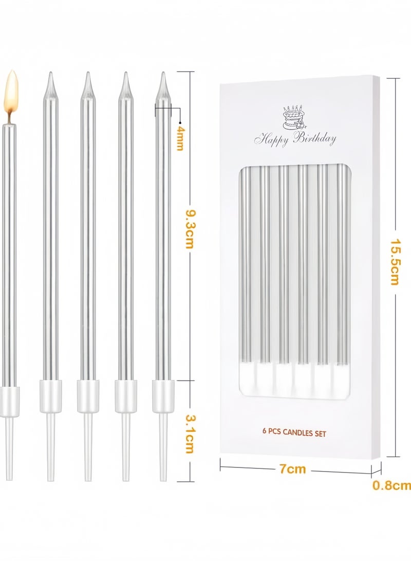 12 Pieces Birthday Cake Candles Silver Colour 12cm Tall Pencil Candles for Birthday Wedding Baby Shower Party Decoration - Image 3