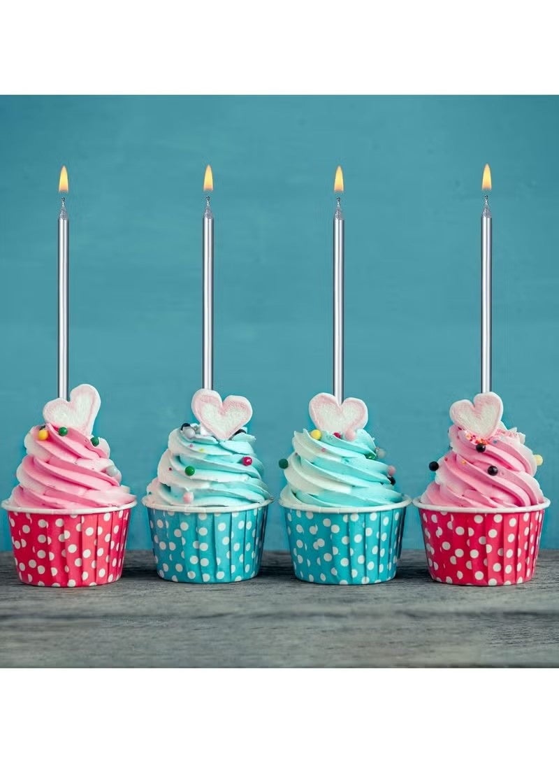 12 Pieces Birthday Cake Candles Silver Colour 12cm Tall Pencil Candles for Birthday Wedding Baby Shower Party Decoration - Image 5