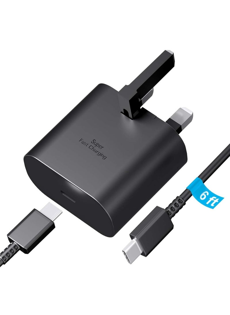 بيوينتي 25W USB-C Fast Charger with 6FT Cable for Samsung Galaxy S24/S23/S22 Series – Super Fast Wall Charger - Image 1