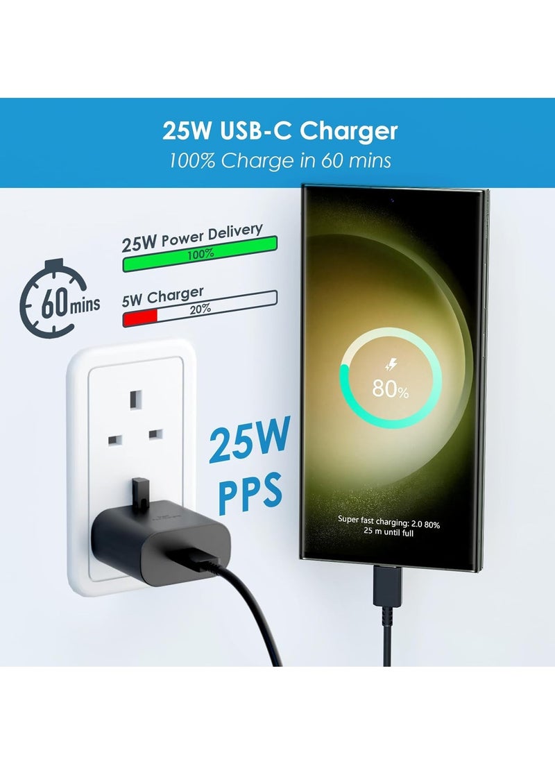 بيوينتي 25W USB-C Fast Charger with 6FT Cable for Samsung Galaxy S24/S23/S22 Series – Super Fast Wall Charger - Image 2