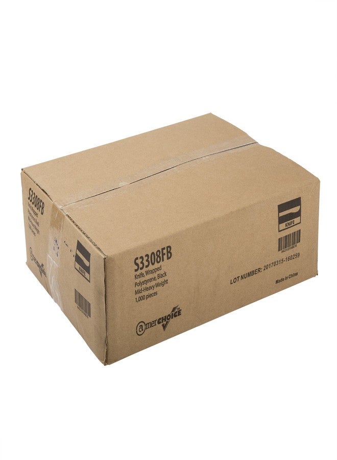 AmerCare Medium-Heavy Weight Black Polystyrene Knives, Individually Wrapped, Case of 1000 - Image 3