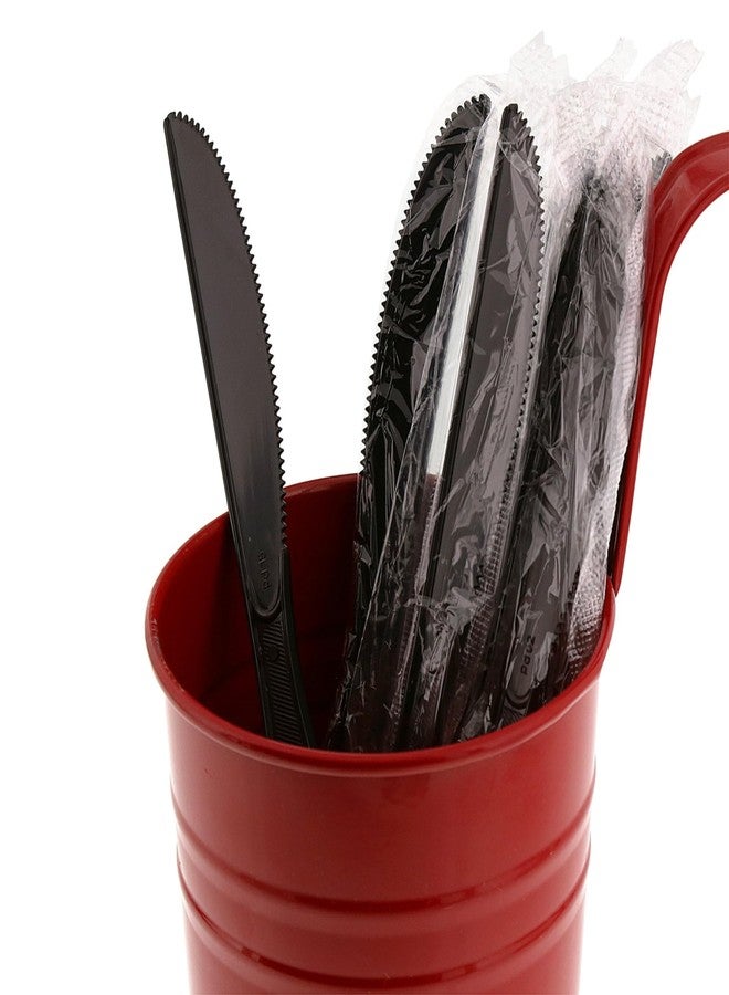 AmerCare Medium-Heavy Weight Black Polystyrene Knives, Individually Wrapped, Case of 1000 - Image 1