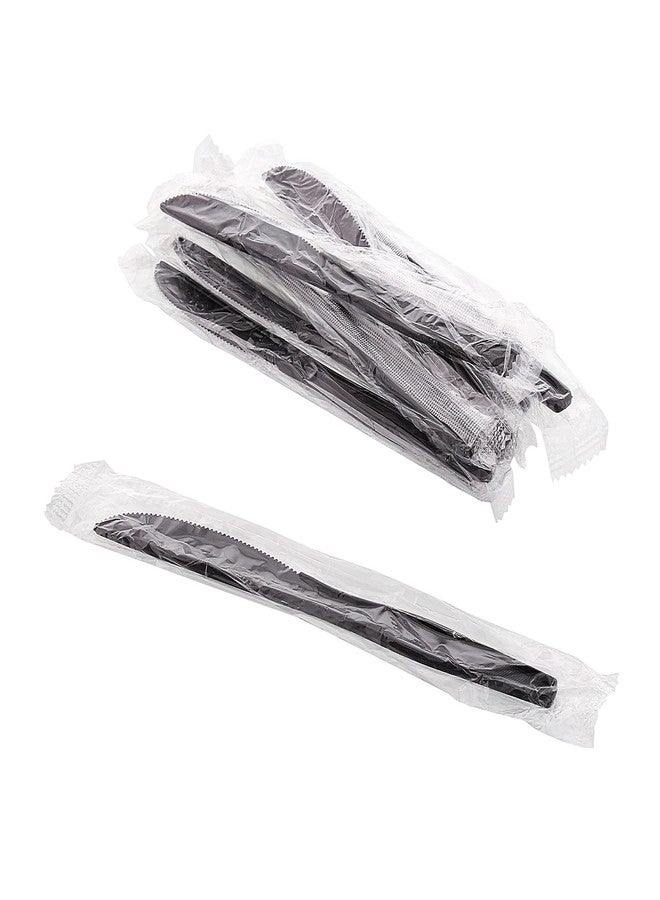 AmerCare Medium-Heavy Weight Black Polystyrene Knives, Individually Wrapped, Case of 1000 - Image 2