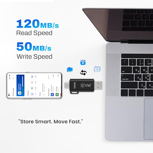 EVM EnXO 128GB OTG Flash Drive USB 3.2 Gen 1 | Versatile Dual USB Type-C & Type-A Connectors | Rapid 120MB/s Read| Smartphone Laptop Tablet Smart TV | Plug & Play | 10 Years Warranty (ENXO/128GB) - Image 4
